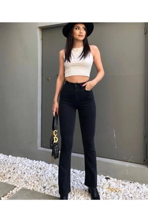 Trend Jean Isabella Zero Max Kadın Siyah İspanyol Paça Jeans Likralı Esnek Kot Pantolon(tam kalıp)