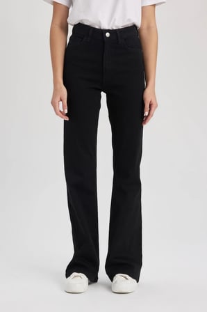 Trend Jean Mia Flare Fit Ispanyol Paça Normal Bel Uzun Jean Pantolon