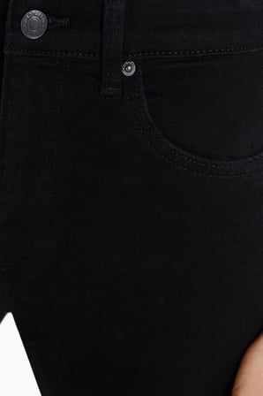 Trend Jean Solmayan Siyah Yüksek Bel İspanyol Paça Kot Pantolon
