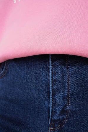 Trend Ispanyol Paça Jeans Solma Lacivert Ispanyol Jeans Yüksek Bel Kot Pantolon
