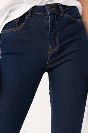 Yüksek Bel Bilek Boy Jegging Jean Pantolon- Lacivert (TAM KALIPTIRIZ)