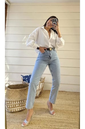 Kafdın Yüksek Bel Kar yıkama Likralı Mom Jean Pantolon