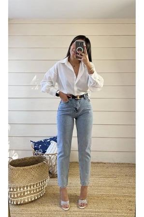 Kafdın Yüksek Bel Kar yıkama Likralı Mom Jean Pantolon