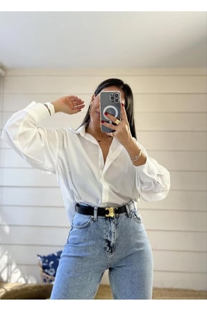 Kafdın Yüksek Bel Kar yıkama Likralı Mom Jean Pantolon