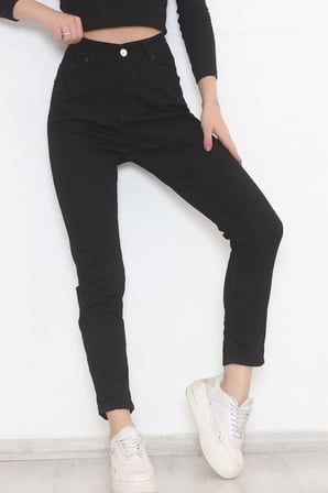 Yüksek Bel Süper Likra Toparlayıcı Özellikli Kot Pantolon Siyah Skinny Dar Paça Jean - 11918
