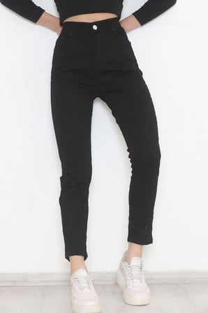 Yüksek Bel Süper Likra Toparlayıcı Özellikli Kot Pantolon Siyah Skinny Dar Paça Jean - 11918