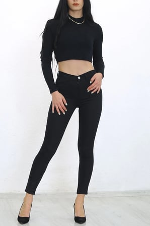 Yüksek Bel Kadın Dar Paça Kot Pantolon Siyah Jean - 2479.1361.