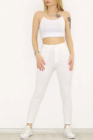 Kadın Yüksek Bel Skinny Jean Dar Paça Kot Pantolon Beyaz - 9373.1184.