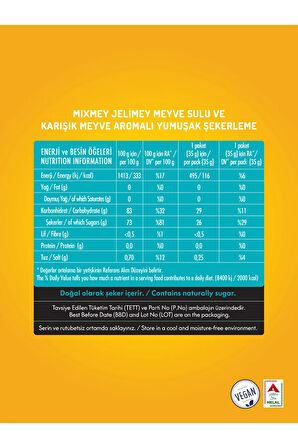 Mixmey Jelimey Klasik & Tropik Karma 12 Adet X 35 gr | Jelatinsiz Doğal Tropik Lezzet Gummy Bear | Ayıcık