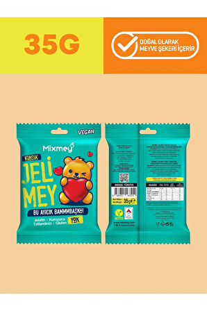 Mixmey Jelimey Klasik 12 Adet X 35 gr | Jelatinsiz Doğal Klasik Lezzet Gummy Bear | Ayıcık