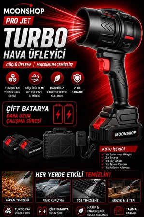 Pro Jet Turbo Hava Üfleyici Fan Yaprak Üfleme Araba Cam Su Lekeleri Kurulama Fanı