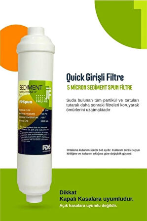 Kapalı Kasa Su Arıtma Cihazı (inline) Ön Filtre Seti,6 Aylık Filtre Seti