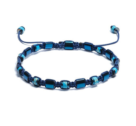 Varisit, Hematit Bileklik - Jagu Bright Blue Bileklik - Tasarım Bileklik 4x6 mm Ayarlanabilir