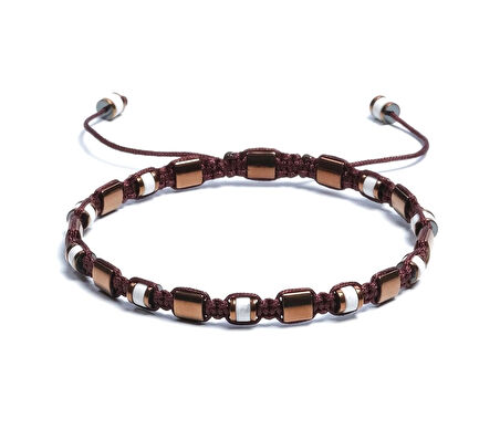 Havlit, Hematit Bileklik - Jagu Bright Brown Bileklik - Tasarım Bileklik 4x6 mm Ayarlanabilir