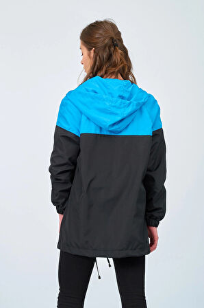 Kadın Siyah Mavi Yağmurluk