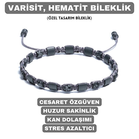 Hematit Bileklik - Jagu Grey Bileklik - Tasarım Bileklik 4mm 6mm Ayarlanabilir