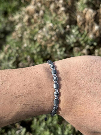 Hematit Bileklik - Jagu Grey Bileklik - Tasarım Bileklik 4mm 6mm Ayarlanabilir