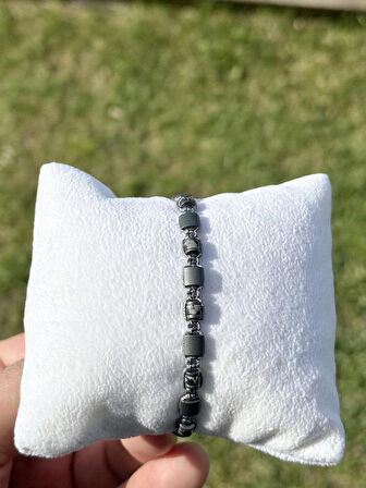 Hematit Bileklik - Jagu Grey Bileklik - Tasarım Bileklik 4mm 6mm Ayarlanabilir