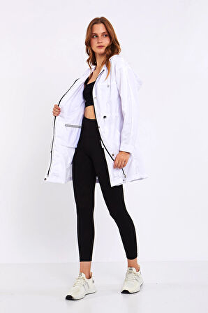 Micro Beyaz Midi Yağmurluk & Rüzgarlık