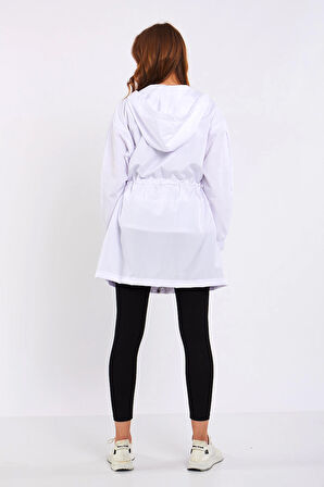 Micro Beyaz Midi Yağmurluk & Rüzgarlık