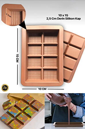 2 Adet  8 Bölmeli Dubai Çikolatası Yapma Kalıbı Silokon Kek Kalıbı Bpa Free 15 X 10