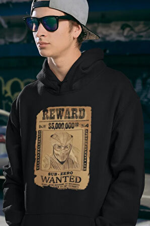 Reward Sub-Zero Wanted Baskılı Unisex Oversize Anime Hoodie