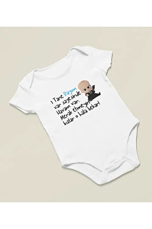 Dayım Var Sayesinde Havam Var Yazılı Pamuklu Yumuşak Unisex Çıtçıtlı Body Zıbın