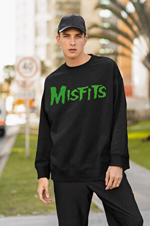 Misfits Baskılı Unisex Oversize Müzik Grubu Sweatshirt