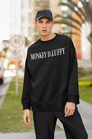 Wanted Monkey D. Luffy Baskılı Unisex Oversize Anime Sweatshirt