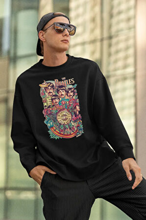 The Beatles Müzik Grubu Baskılı Unisex Oversize Sweatshirt