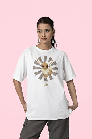 Evee Baskılı Unisex Oversize Anime Karakter Tişört