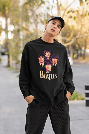 The Beatles Müzik Grubu Baskılı Unisex Oversize Sweatshirt