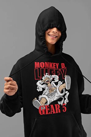 Monkey D. Luffy Gear 5 Baskılı Unisex Oversize Anime Hoodie