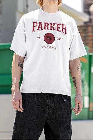 Parker 2001 Queens Yazılı Unisex Oversize Örümcek Adam Tişört