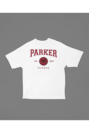 Parker 2001 Queens Yazılı Unisex Oversize Örümcek Adam Tişört