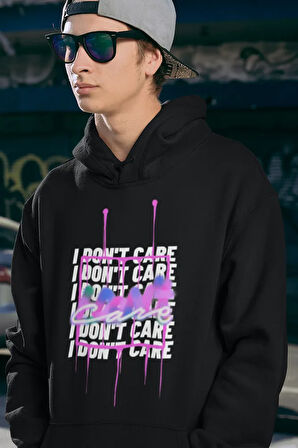 I Dont Care Yazılı Unisex Oversize Tasarım Hoodie