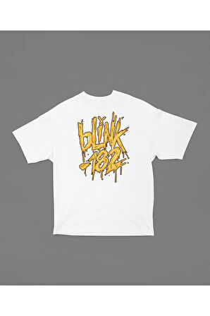 Grafiti Baskılı Blink-182 Baskılı Unisex Oversize Tişört