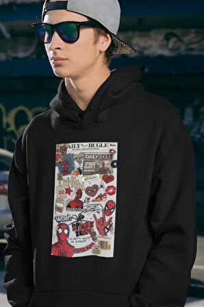 Daily Bugle Baskılı Unisex Oversize Örümcek Adam Hoodie