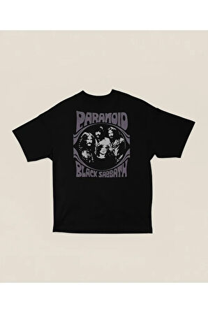 Paranoid Black Sabbath Baskılı Unisex Oversize Tişört