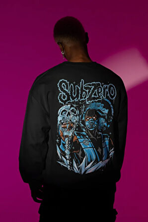 Subzero Baskılı Unisex Oversize Anime Sweatshirt
