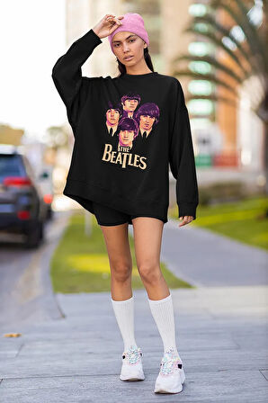 The Beatles Müzik Grubu Baskılı Unisex Oversize Sweatshirt