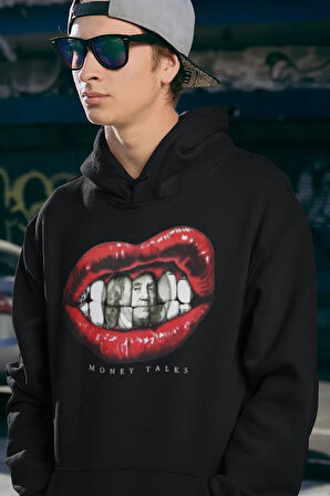 Money Talks Yazılı Unisex Oversize Hoodie