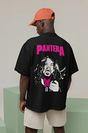 Tasarım Pantera Müzik Grubu Baskılı Unisex Oversize Rock Metal Tişört