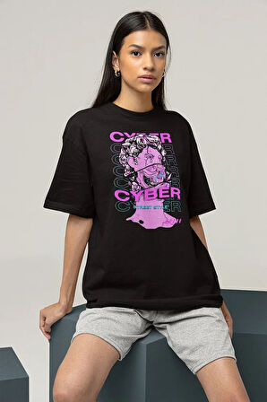 Cyber Street Style Baskılı Unisex Oversize Tişört