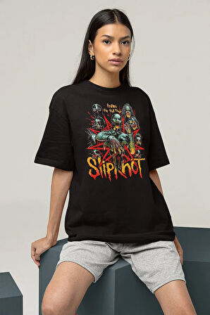 Prepare For Hell Tour Slipknot Baskılı Unisex Oversize Rock Metal Tişört
