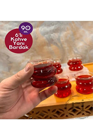 6lı Şerit Kahve Yanı Bardak 6 Adet Mini Şerit Bardak Şekilli Kahve Yanı Sunum Bardağı