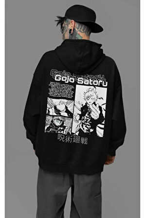 Gojo Satoru Karakter Baskılı Unisex Oversize Anime Hoodie
