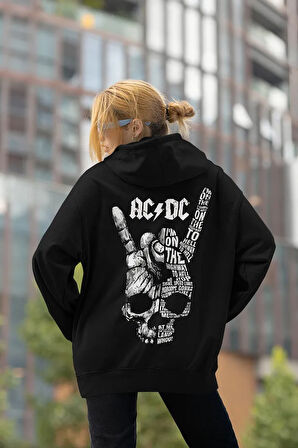 Rock Metal Müzik Grubu Baskılı Unisex Oversize AC DC Hoodie