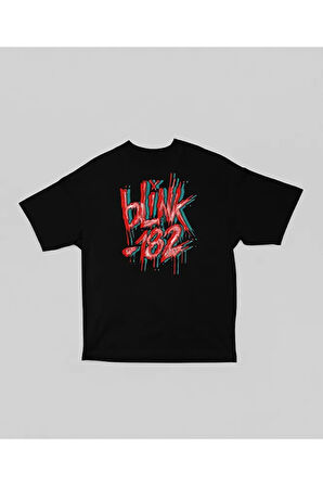 Grafiti Yazılı Blink-182 Baskılı Unisex Oversize Tişört