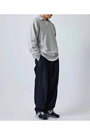 Polo Yaka Yarım Fermuarlı Unisex Oversize Sweatshirt